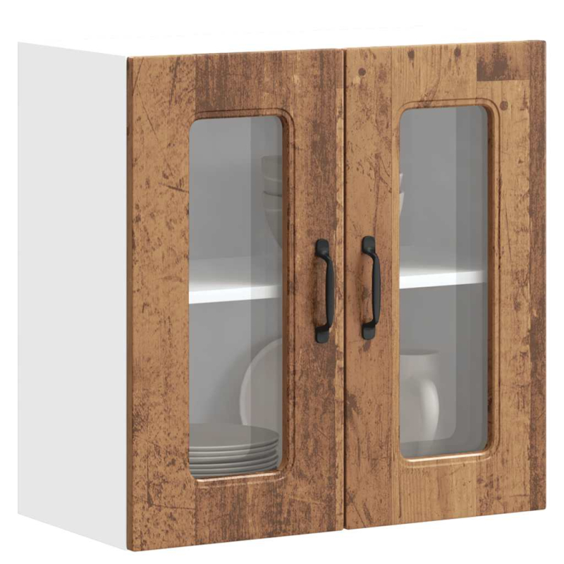 Küchen-Hängeschrank mit Glastür Kalmar Altholz-Optik Holzwerkstoff