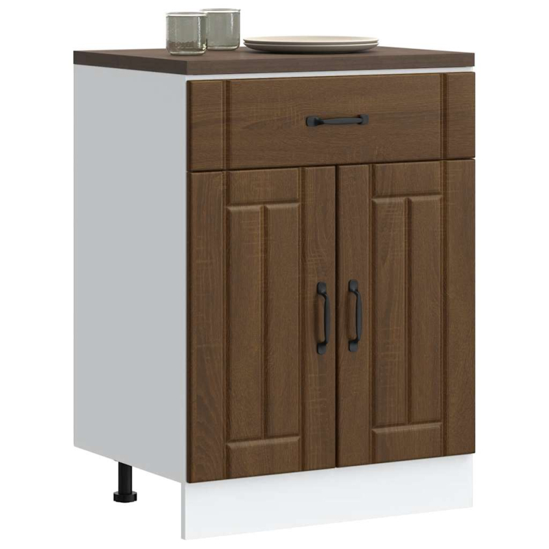 Küchen-Unterschrank Lucca Braun Eichen-Optik Holzwerkstoff