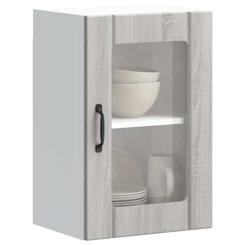 Küchen-Hängeschrank mit Glastür Lucca Grau Sonoma