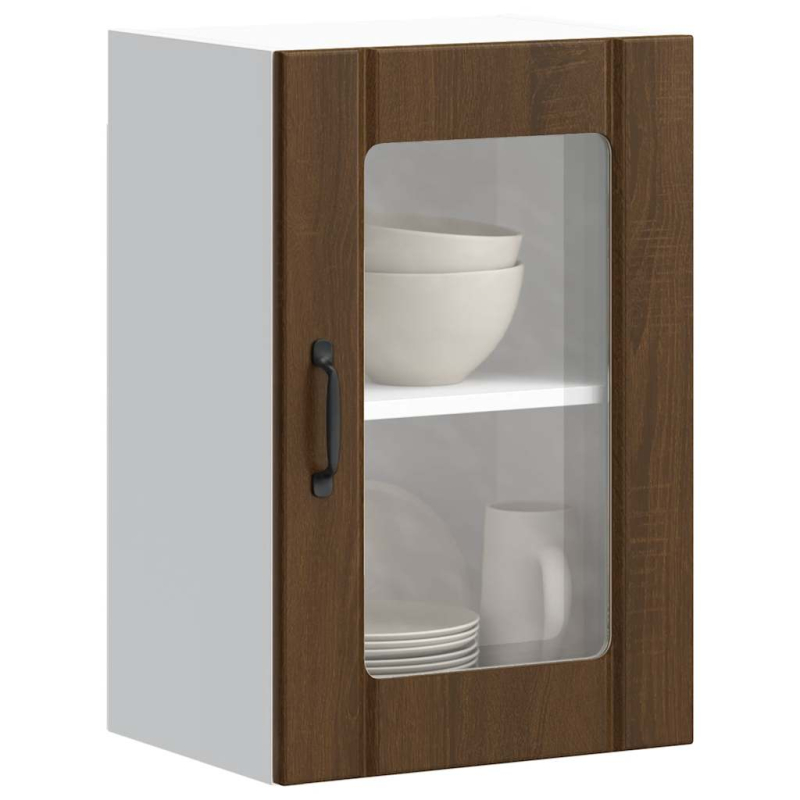 Küchen-Hängeschrank mit Glastür Lucca Braun Eichen-Optik