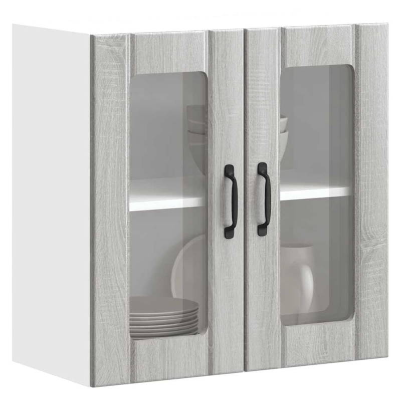 Küchen-Hängeschrank mit Glastür Lucca Grau Sonoma Holzwerkstoff