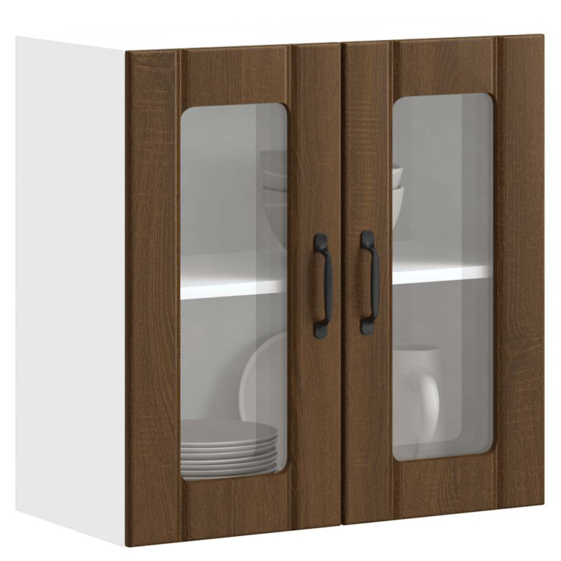 Küchen-Hängeschrank mit Glastür Lucca Braun Eichen-Optik