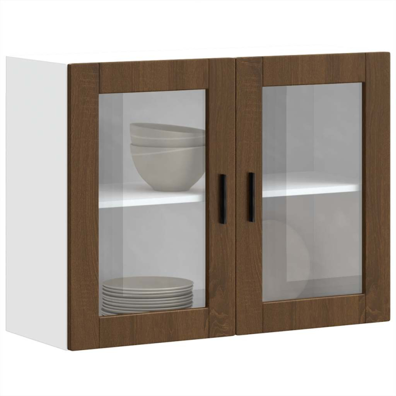 Küchen-Hängeschrank mit Glastür Porto Braun Eichen-Optik