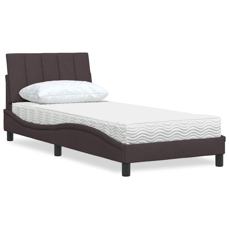 Bett mit Matratze Dunkelbraun 80x200 cm Stoff