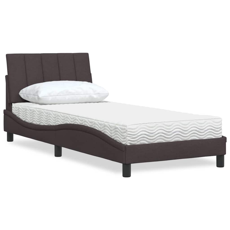 Bett mit Matratze Dunkelbraun 90x190 cm Stoff