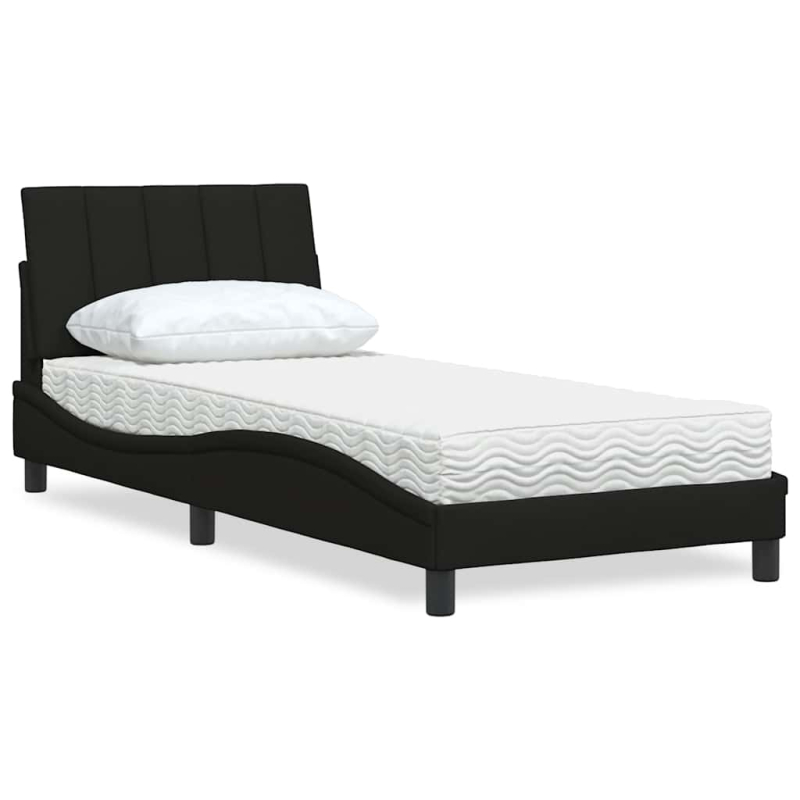 Bett mit Matratze Schwarz 90x200 cm Stoff