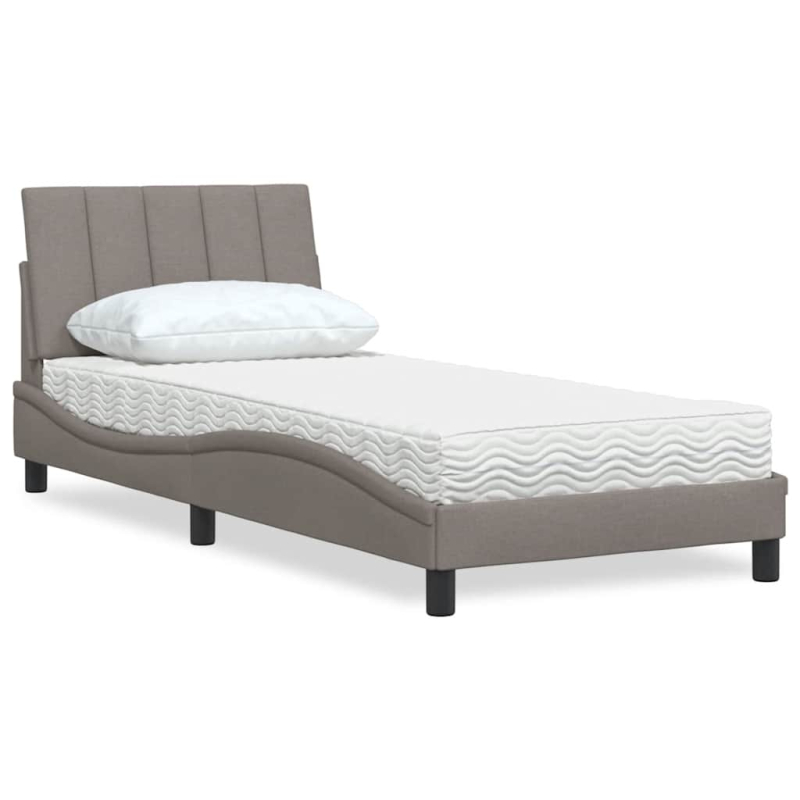 Bett mit Matratze Taupe 90x200 cm Stoff