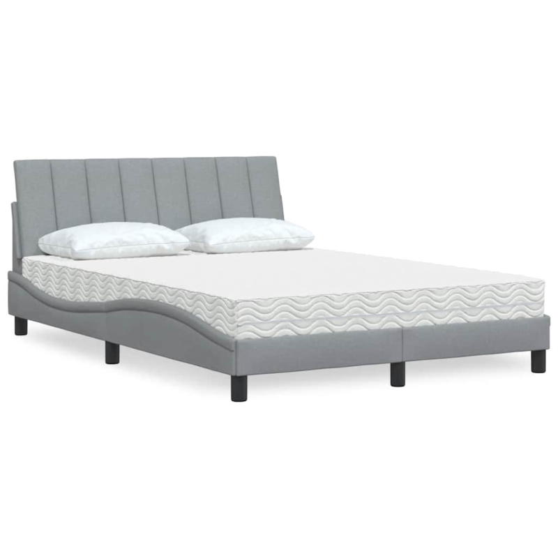 Bett mit Matratze Hellgrau 120x200 cm Stoff