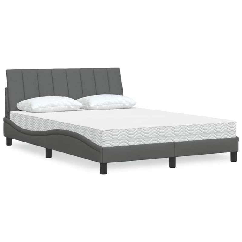 Bett mit Matratze Dunkelgrau 120x200 cm Stoff