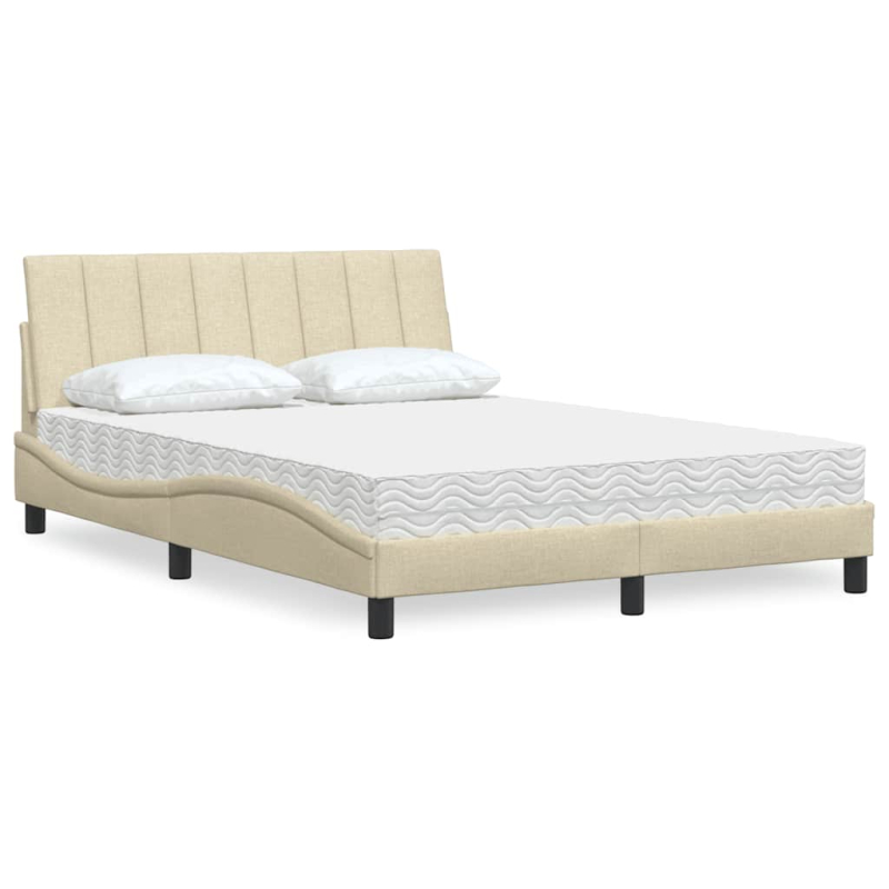 Bett mit Matratze Creme 120x200 cm Stoff