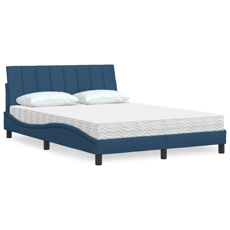 Bett mit Matratze Blau 120x200 cm Stoff
