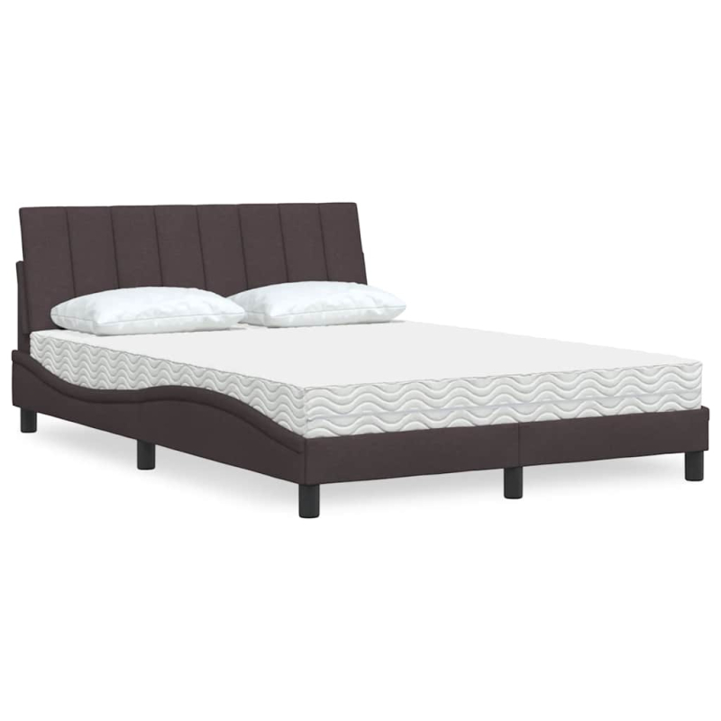Bett mit Matratze Dunkelbraun 140x200 cm Stoff