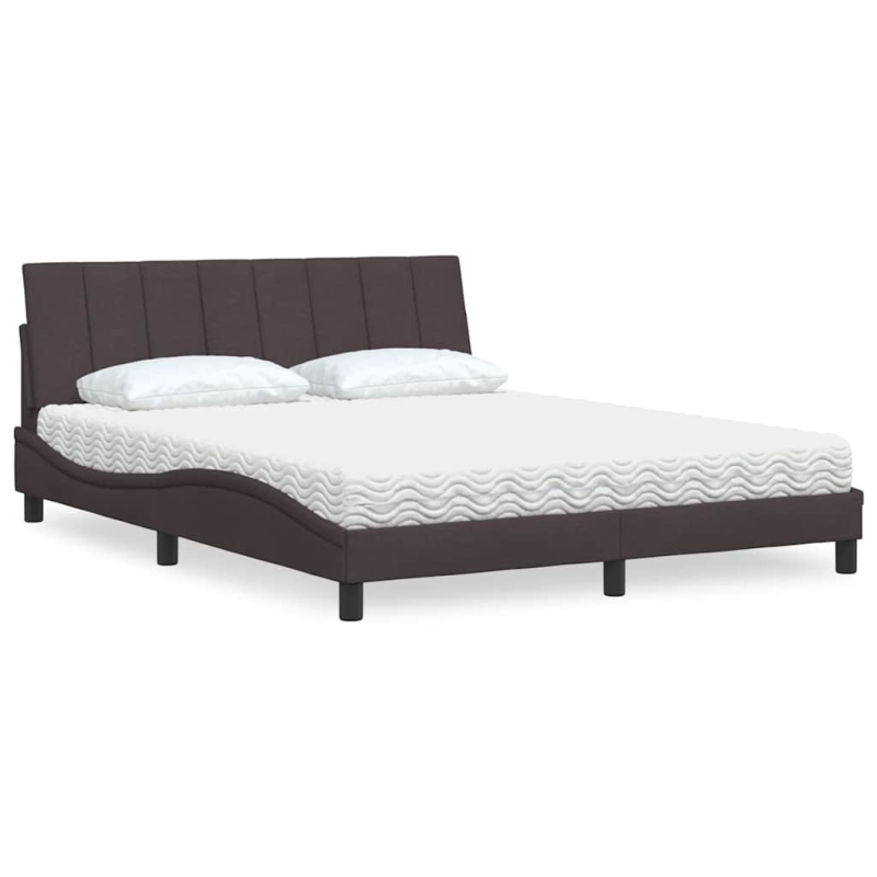 Bett mit Matratze Dunkelbraun 160x200 cm Stoff