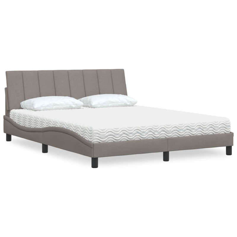 Bett mit Matratze Taupe 160x200 cm Stoff