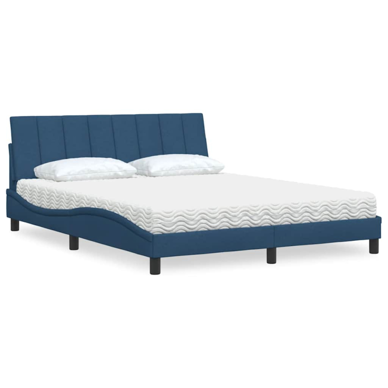Bett mit Matratze Blau 160x200 cm Stoff