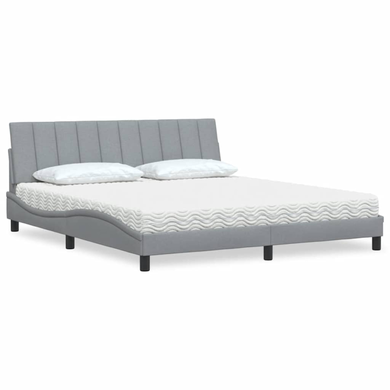 Bett mit Matratze Hellgrau 180x200 cm Stoff