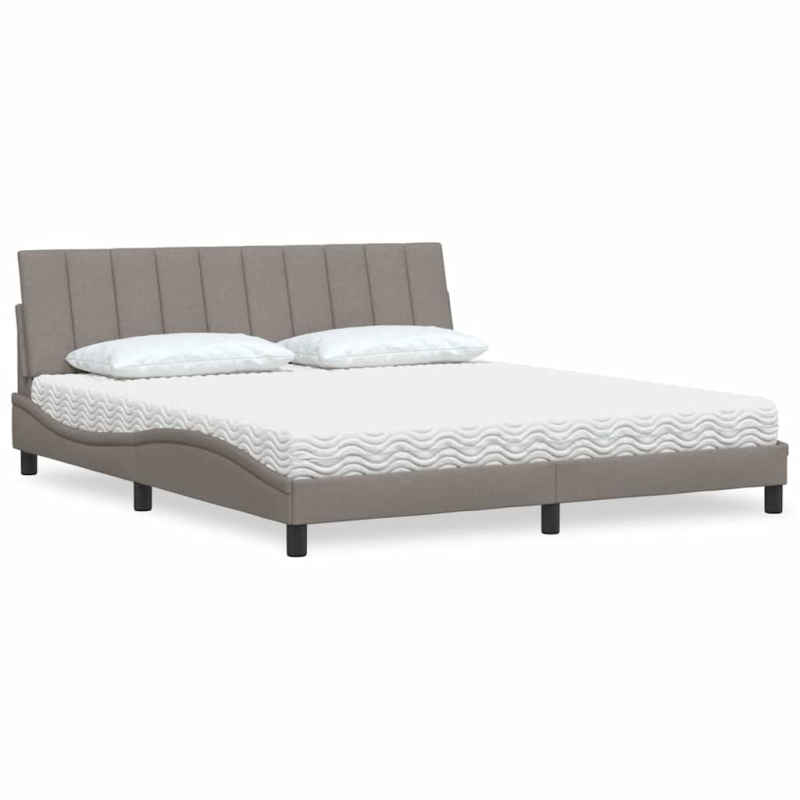 Bett mit Matratze Taupe 180x200 cm Stoff