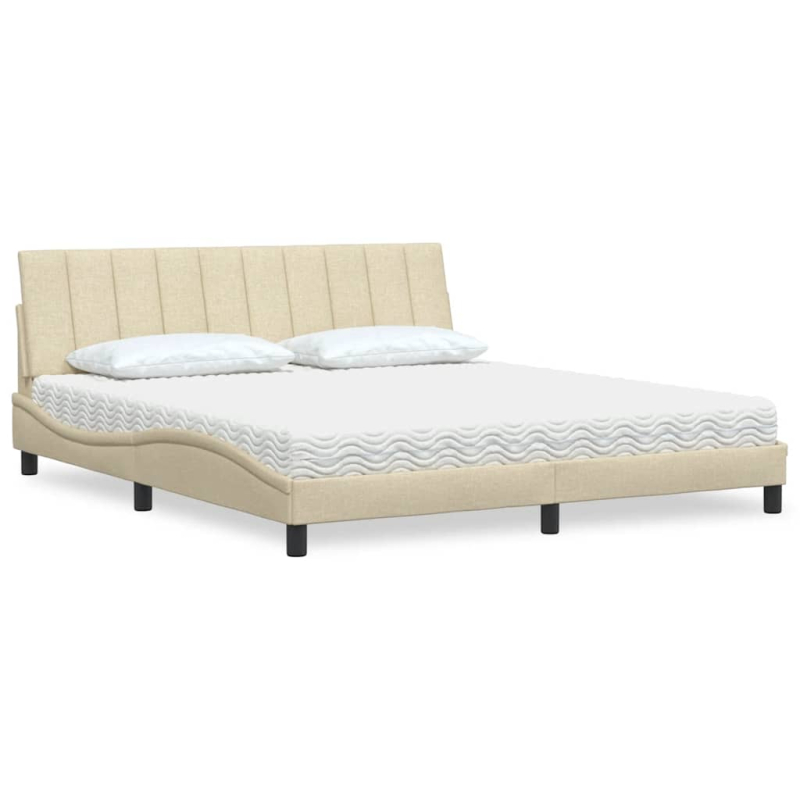 Bett mit Matratze Creme 180x200 cm Stoff