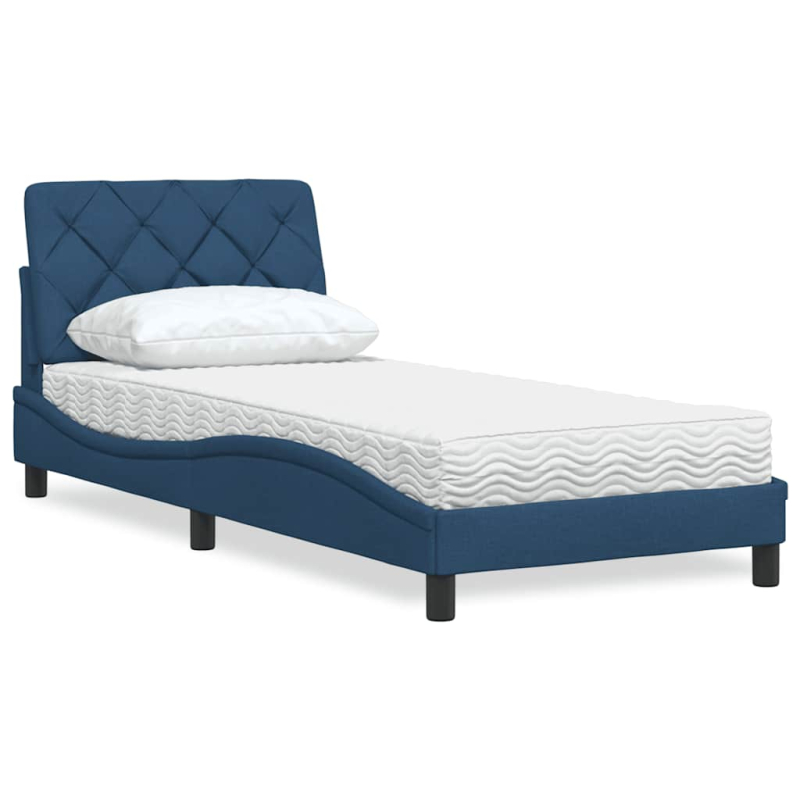 Bett mit Matratze Blau 80x200 cm Stoff