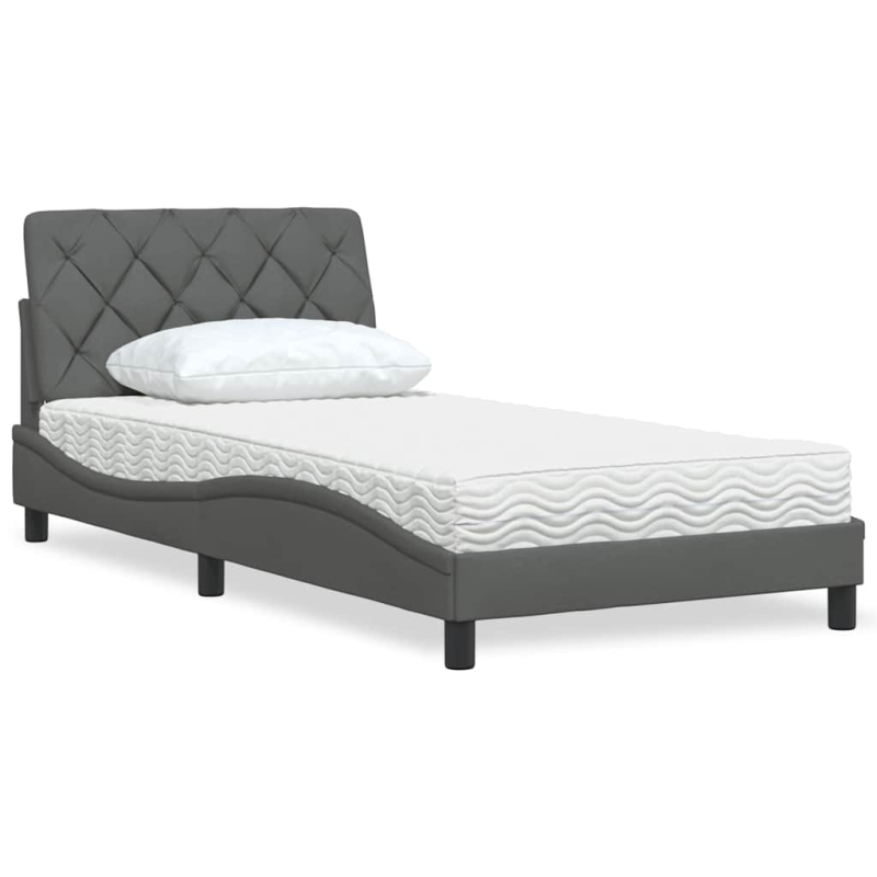 Bett mit Matratze Dunkelgrau 100x200 cm Stoff