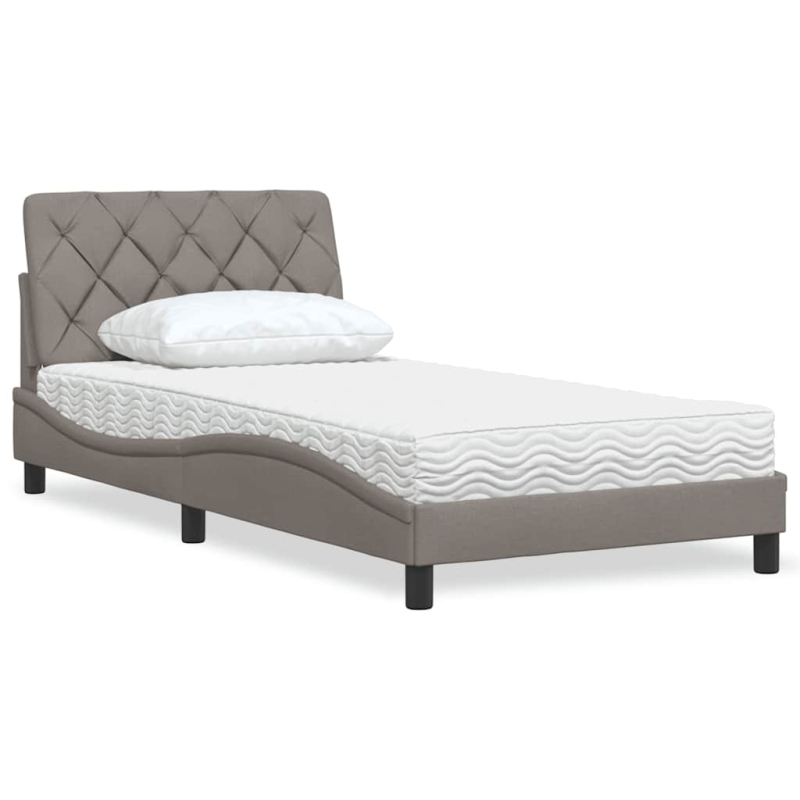 Bett mit Matratze Taupe 100x200 cm Stoff