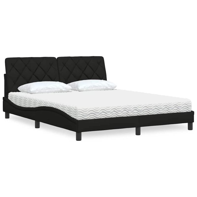 Bett mit Matratze Schwarz 160x200 cm Stoff