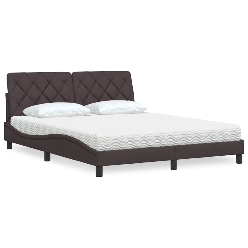 Bett mit Matratze Dunkelbraun 160x200 cm Stoff