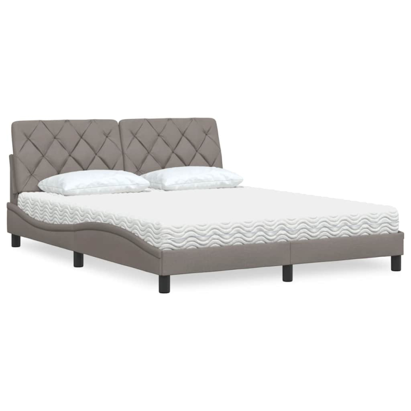 Bett mit Matratze Taupe 160x200 cm Stoff