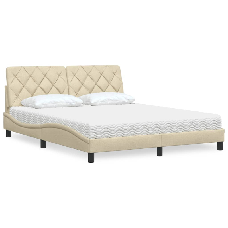 Bett mit Matratze Creme 160x200 cm Stoff