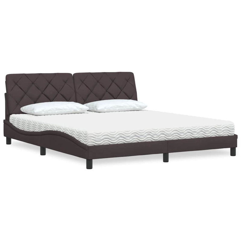 Bett mit Matratze Dunkelbraun 180x200 cm Stoff