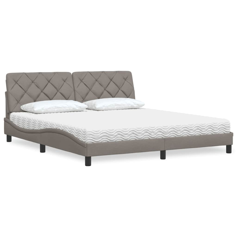Bett mit Matratze Taupe 180x200 cm Stoff