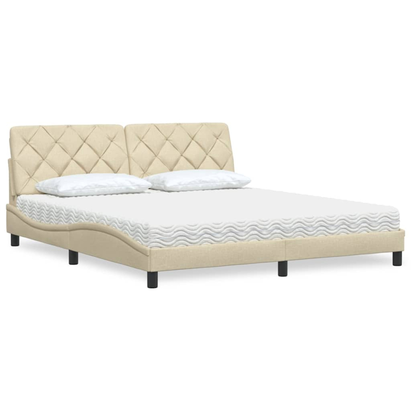 Bett mit Matratze Creme 180x200 cm Stoff