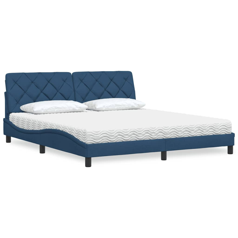 Bett mit Matratze Blau 180x200 cm Stoff