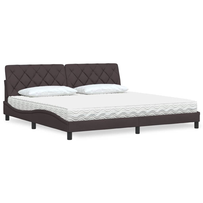 Bett mit Matratze Dunkelbraun 200x200 cm Stoff