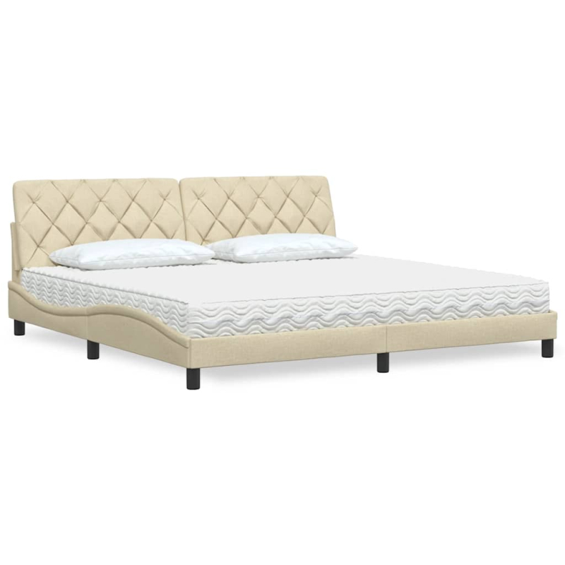 Bett mit Matratze Creme 200x200 cm Stoff