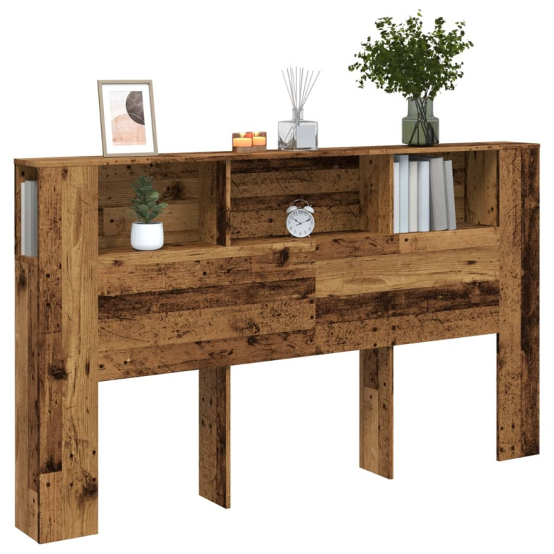 Kopfteil mit Ablagen Altholz-Optik 180x18,5x102,5 cm