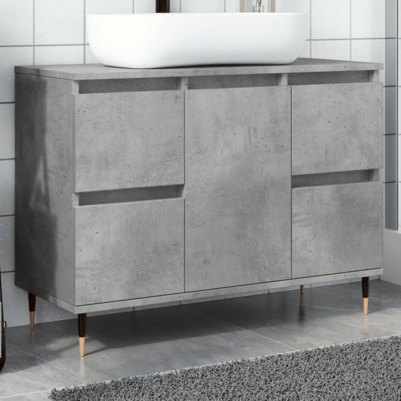 Badschrank Betongrau 80x33x60 cm Holzwerkstoff