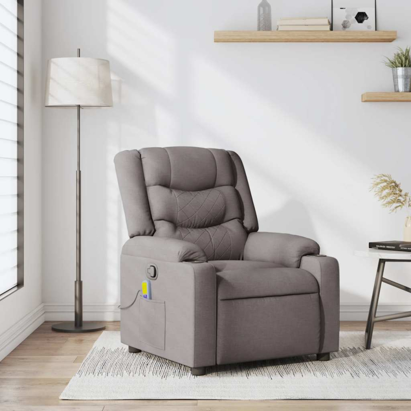 Massagesessel Taupe Stoff