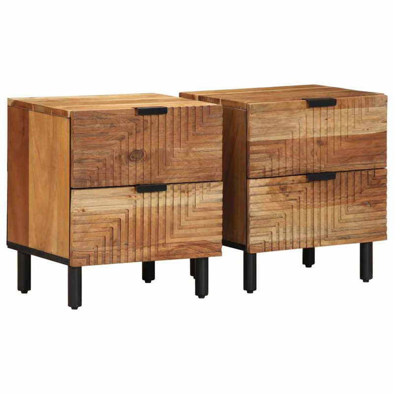 Nachttische 2 Stk. 40x33x46 cm Massivholz Akazie