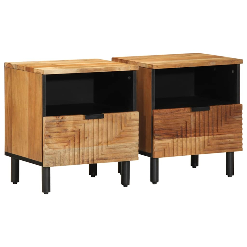 Nachttische 2 Stk. 40x33x46 cm Massivholz Akazie
