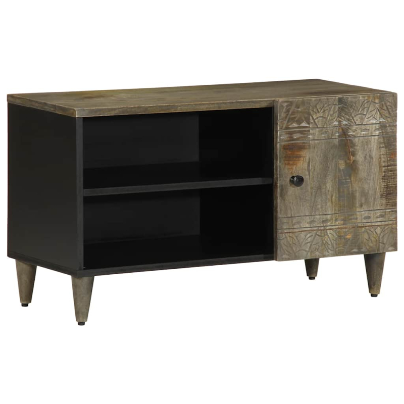 TV-Schrank Hellgrau 80x31,5x46 cm Massivholz Mango