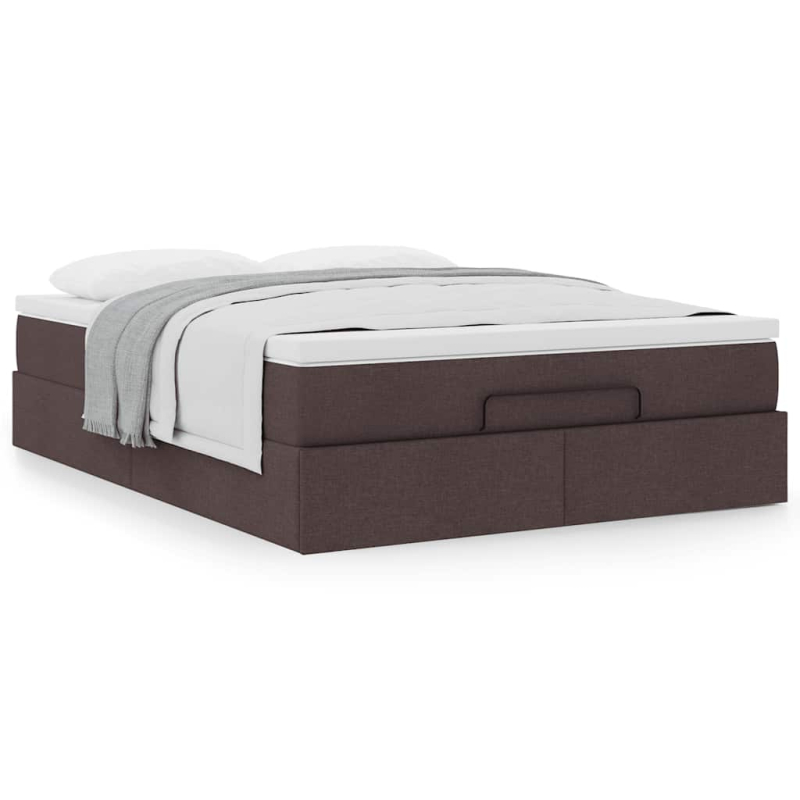 Ottoman-Bett mit Matratze Dunkelbraun 140x200 cm Stoff