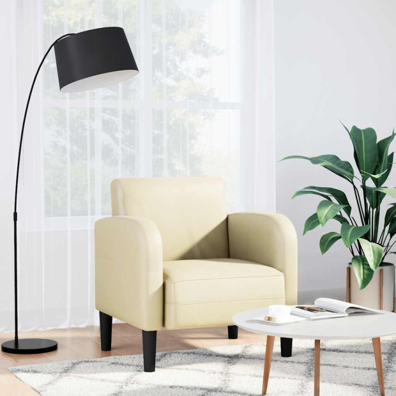 Sessel mit Armlehnen Creme 54 cm Kunstleder