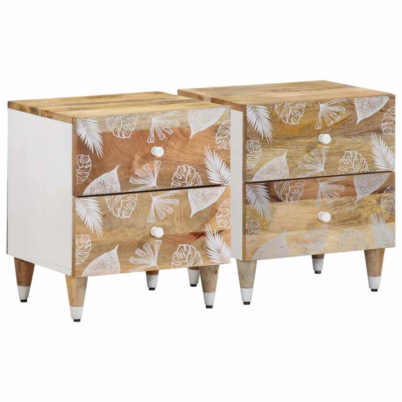 Nachttische 2 Stk. 40x33,5x46 cm Massivholz Mango