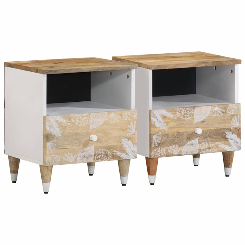 Nachttische 2 Stk. 40x33x46 cm Massivholz Mango