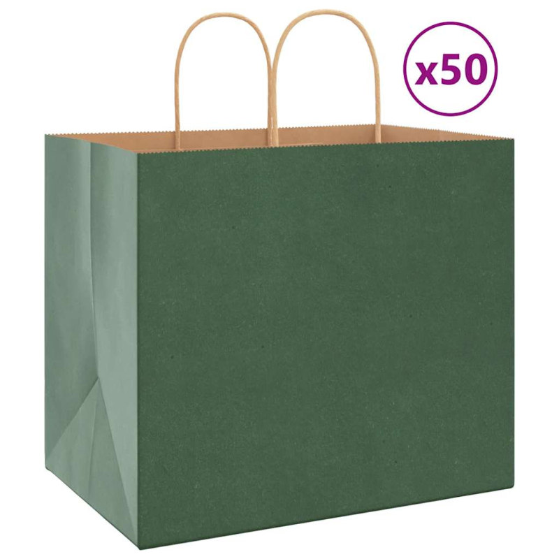 Papiertragetaschen 50 Stk. mit Henkeln Grün 32x22x28 cm