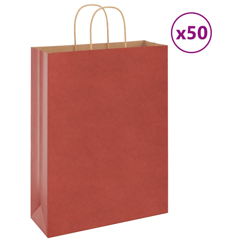 Papiertragetaschen 50 Stk. mit Henkeln Rot 32x12x42 cm