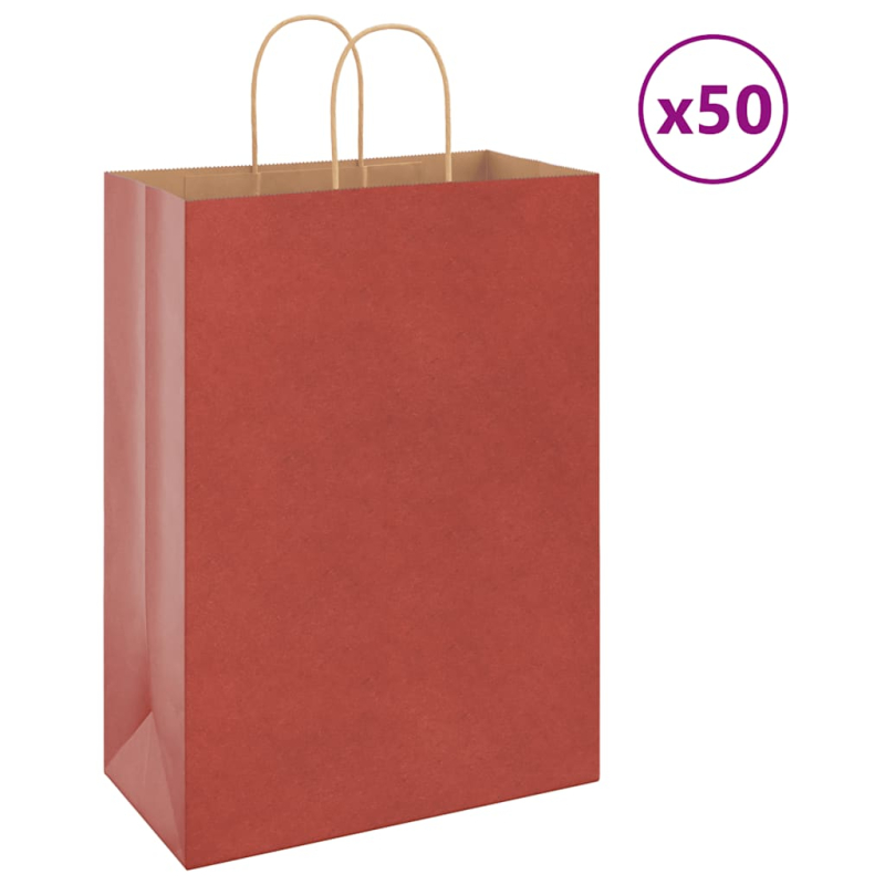 Papiertragetaschen 50 Stk. mit Henkeln Rot 32x17x44 cm