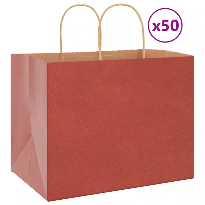 Papiertragetaschen 50 Stk. mit Henkeln Rot 32x22x24 cm