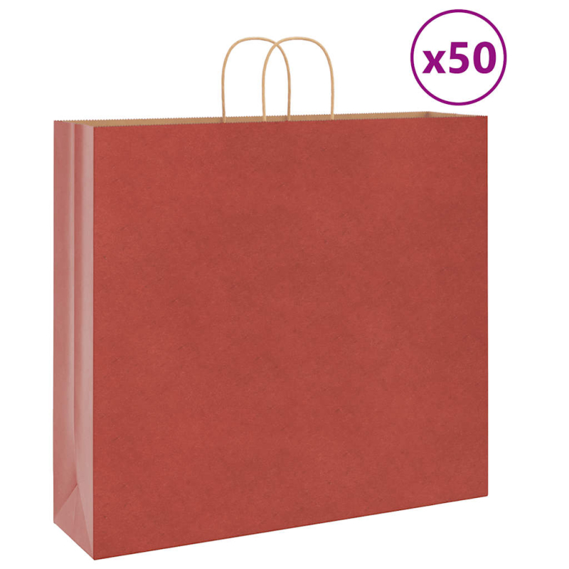 Papiertragetaschen 50 Stk. mit Henkeln Rot 54x15x49 cm